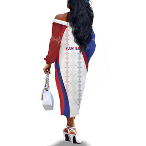 Les Grenadiers Afro-Haiti Personalized Off The Shoulder Long Sleeve Dress Voodoo Veve Papa Legba - African Pride