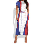 Les Grenadiers Afro-Haiti Personalized Short Sleeve Bodycon Dress Voodoo Veve Papa Legba - African Pride