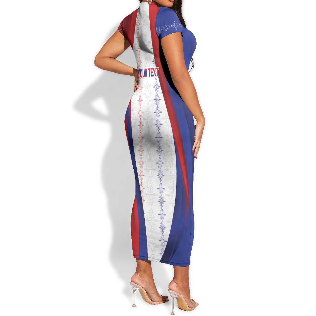 Les Grenadiers Afro-Haiti Personalized Short Sleeve Bodycon Dress Voodoo Veve Papa Legba - African Pride