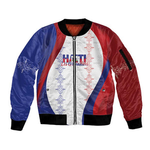 Les Grenadiers Afro-Haiti Personalized Sleeve Zip Bomber Jacket Voodoo Veve Papa Legba - African Pride