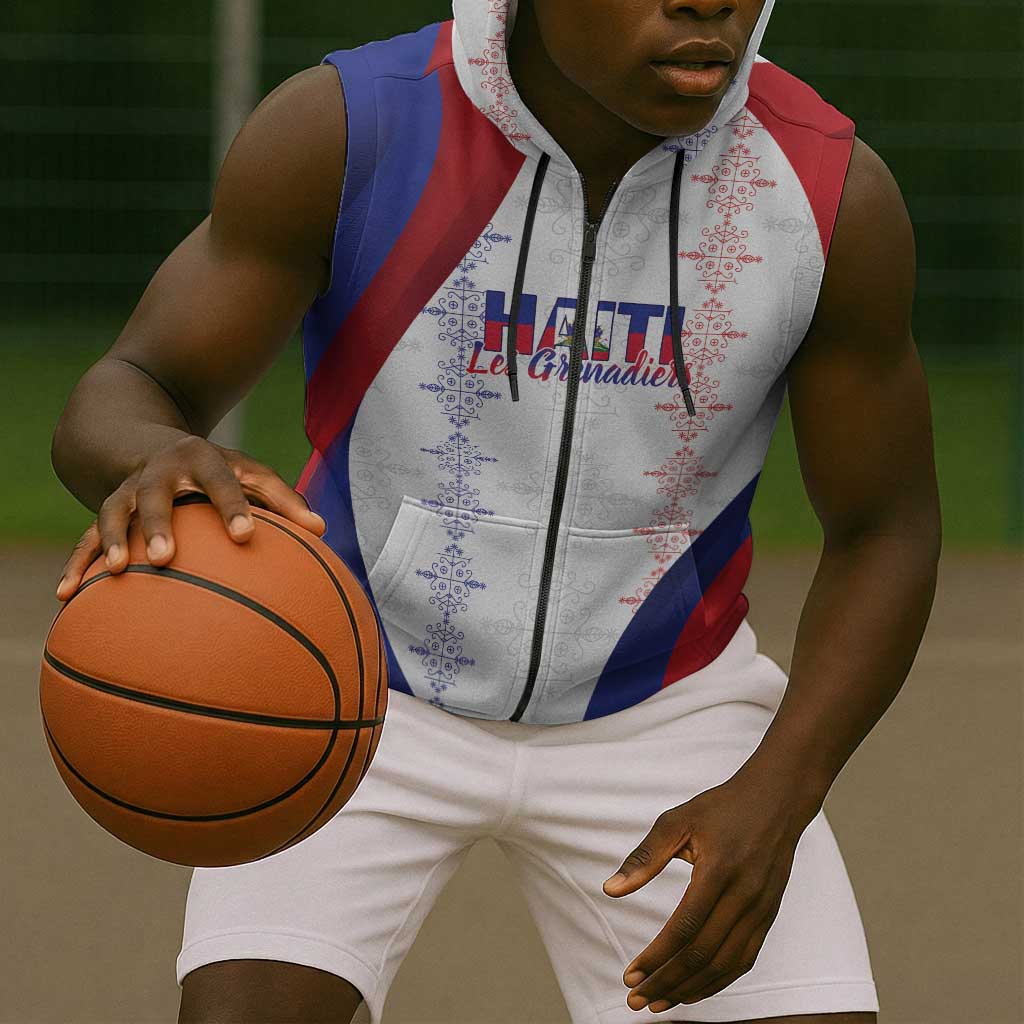 Les Grenadiers Afro-Haiti Personalized Sleeveless Zip Hoodie Voodoo Veve Papa Legba - African Pride