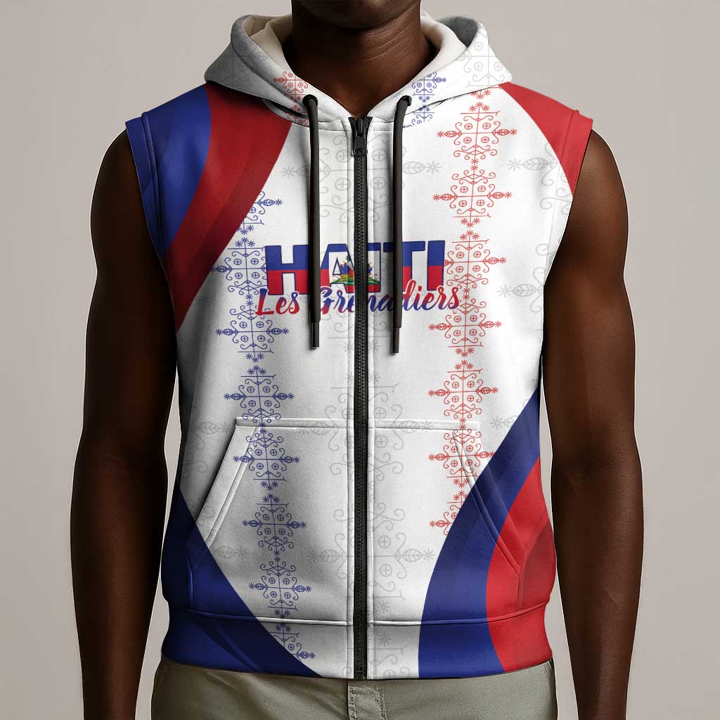 Les Grenadiers Afro-Haiti Personalized Sleeveless Zip Hoodie Voodoo Veve Papa Legba - African Pride