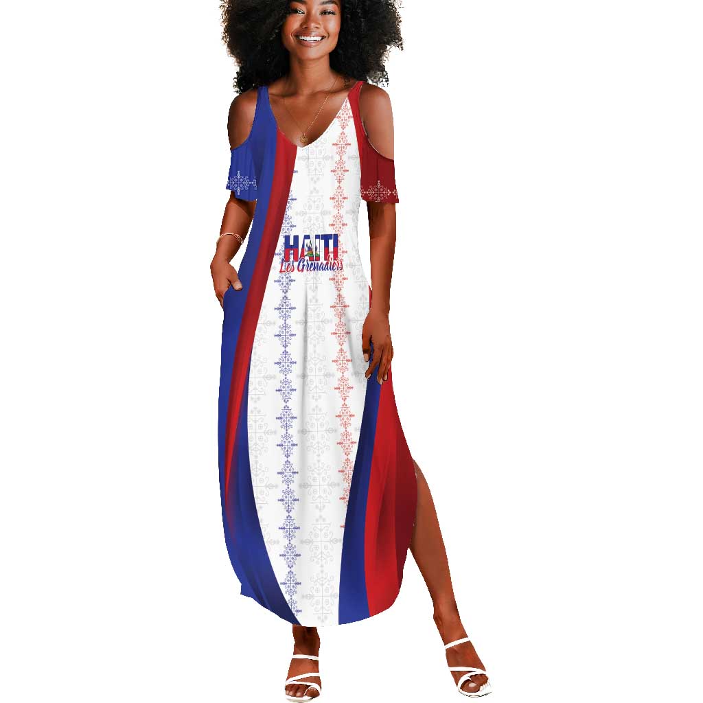 Les Grenadiers Afro-Haiti Personalized Summer Maxi Dress Voodoo Veve Papa Legba - African Pride