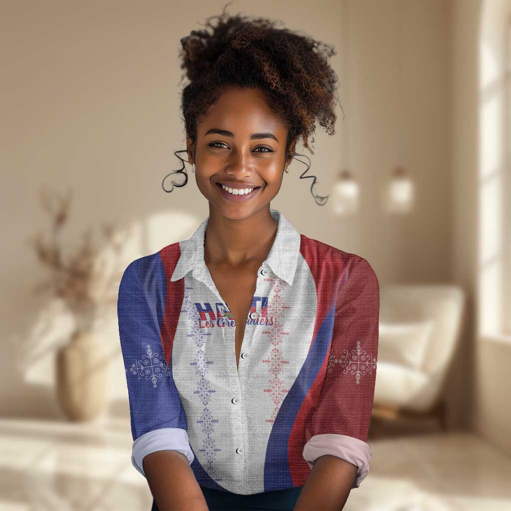 Les Grenadiers Afro-Haiti Personalized Women Casual Shirt Voodoo Veve Papa Legba - African Pride