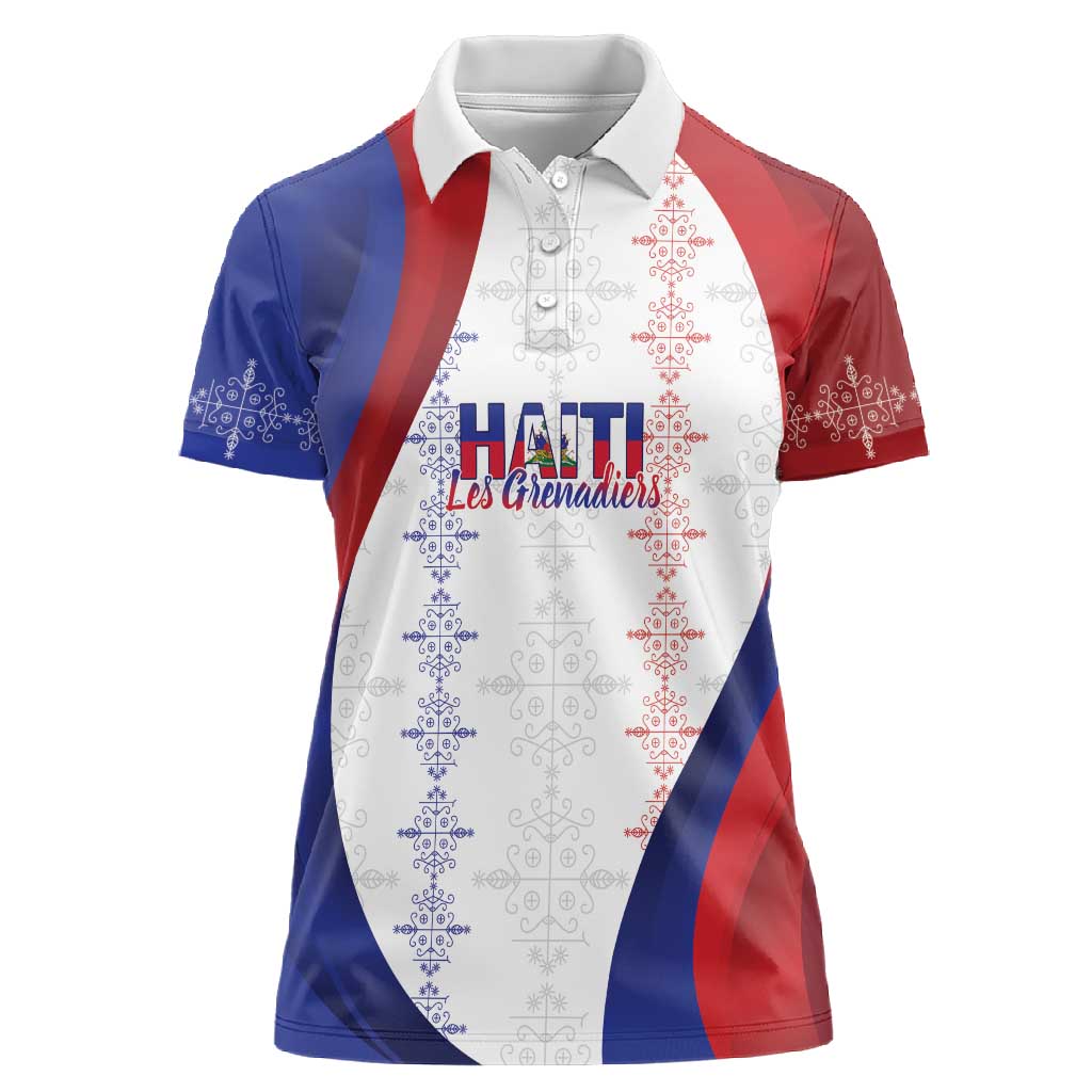 Les Grenadiers Afro-Haiti Personalized Women Polo Shirt Voodoo Veve Papa Legba - African Pride