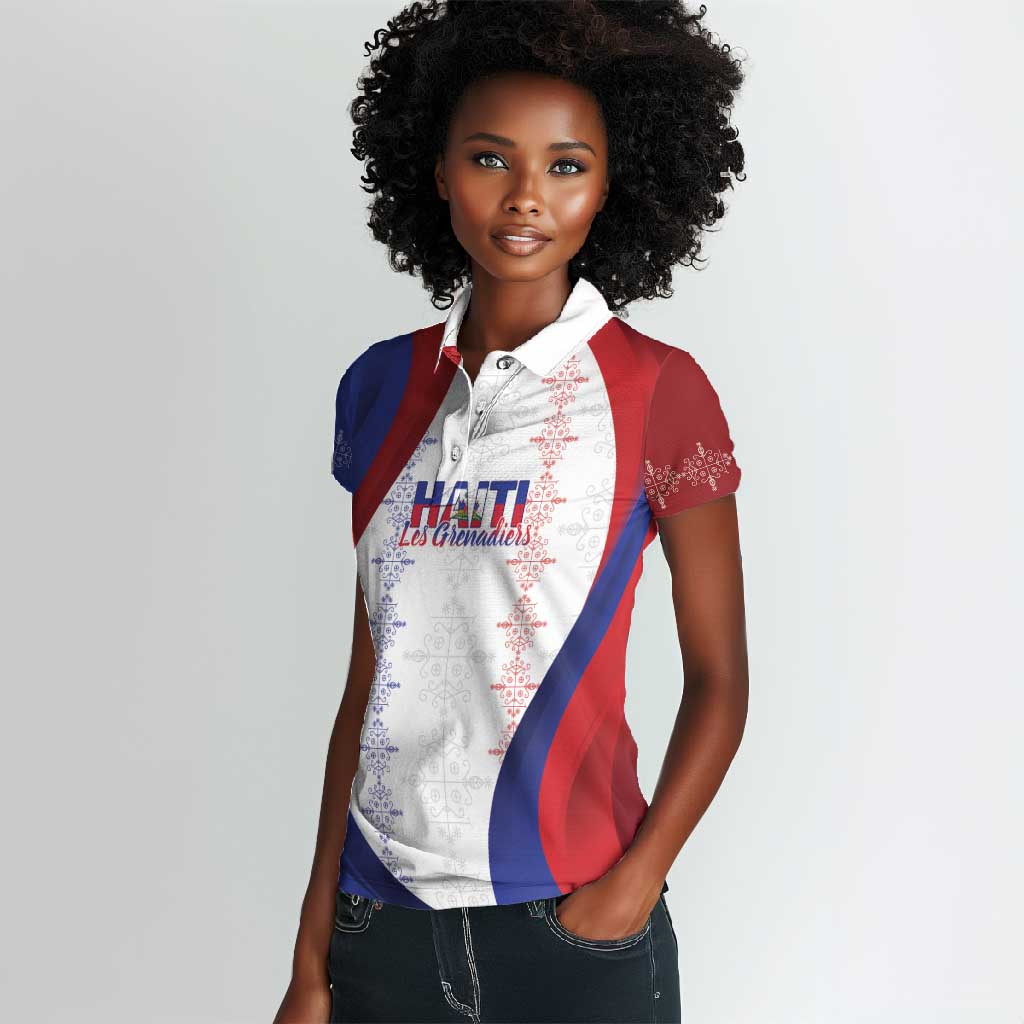 Les Grenadiers Afro-Haiti Personalized Women Polo Shirt Voodoo Veve Papa Legba - African Pride