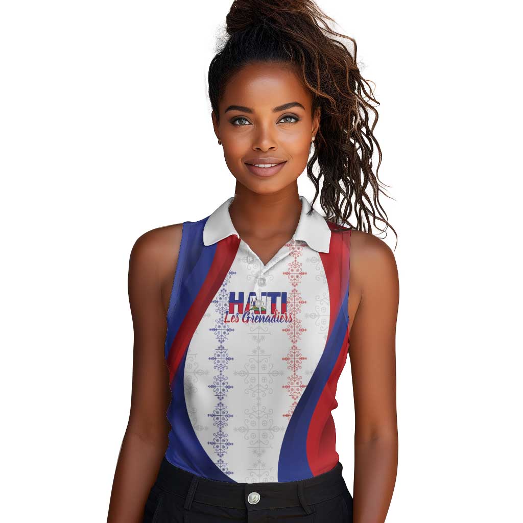 Les Grenadiers Afro-Haiti Personalized Women Sleeveless Polo Shirt Voodoo Veve Papa Legba - African Pride