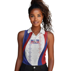 Les Grenadiers Afro-Haiti Personalized Women Sleeveless Polo Shirt Voodoo Veve Papa Legba - African Pride