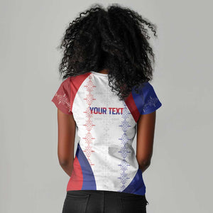 Les Grenadiers Afro-Haiti Personalized Women V-Neck T-Shirt Voodoo Veve Papa Legba - African Pride