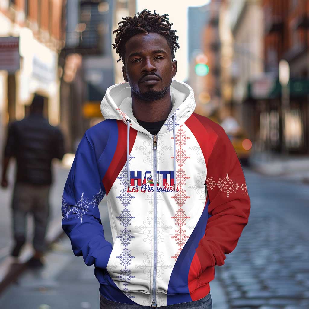 Les Grenadiers Afro-Haiti Personalized Zip Hoodie Voodoo Veve Papa Legba - African Pride
