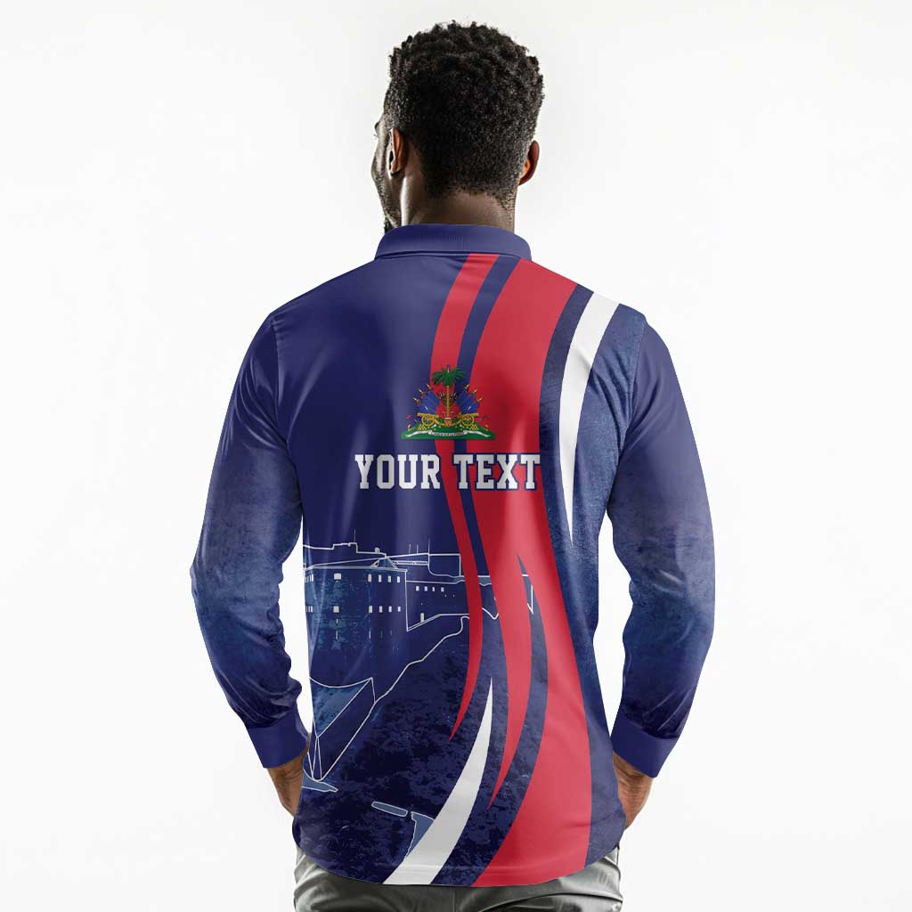 Personalized Haiti Citadelle Laferrière Long Sleeve Polo Shirt Grunge Style