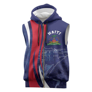 Personalized Haiti Citadelle Laferrière Sleeveless Zip Hoodie Grunge Style - African Pride