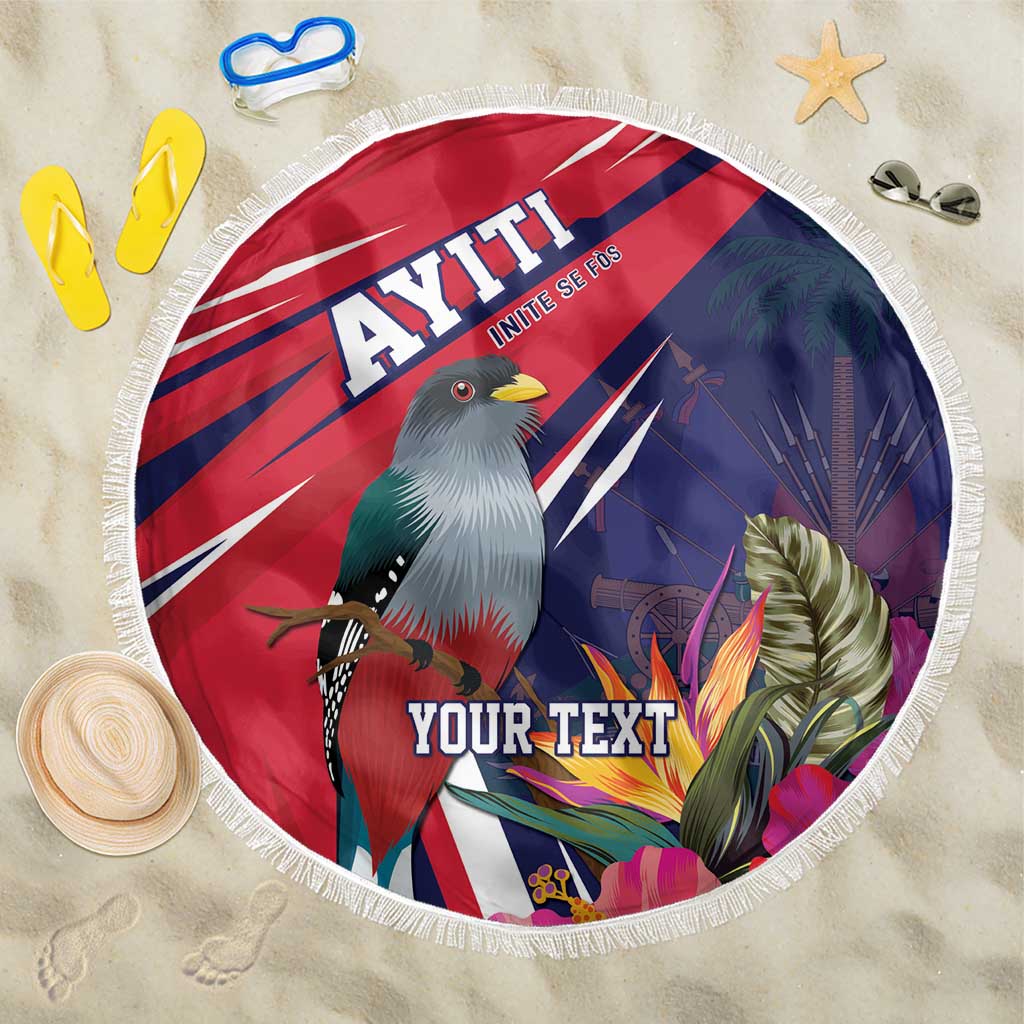 Haiti Personalized Beach Blanket Hispaniolan Trogon Tropical Vibes