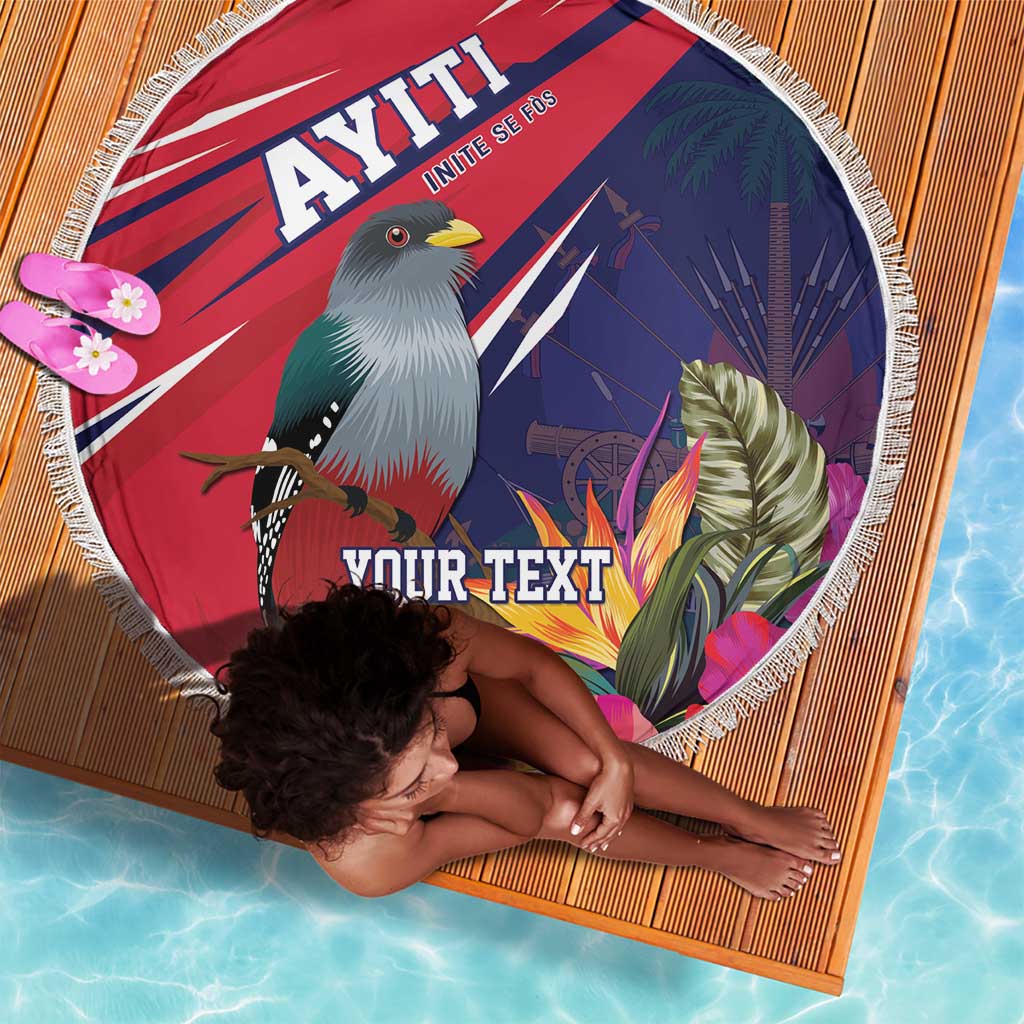 Haiti Personalized Beach Blanket Hispaniolan Trogon Tropical Vibes