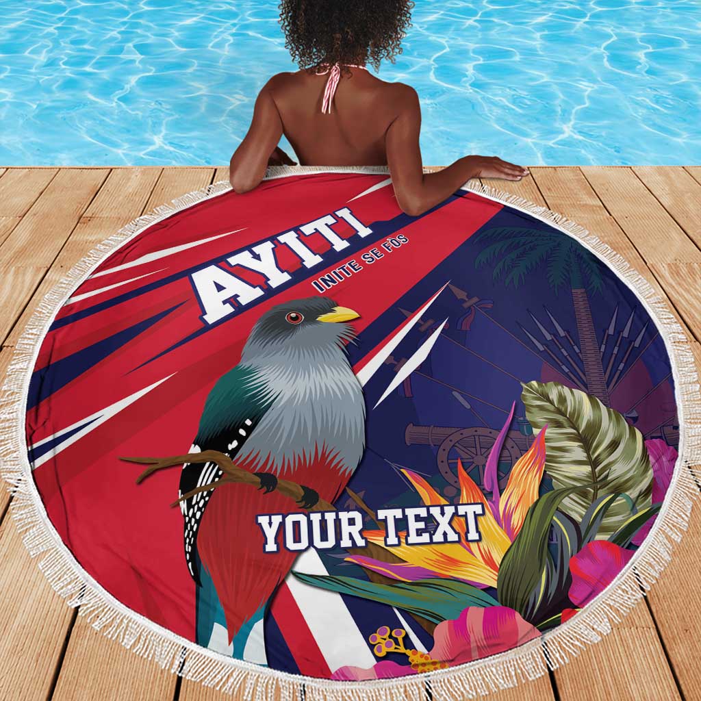 Haiti Personalized Beach Blanket Hispaniolan Trogon Tropical Vibes