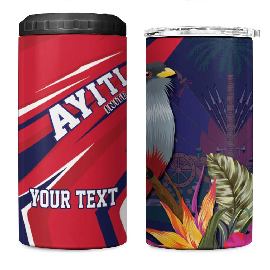 Haiti Personalized 4 in 1 Can Cooler Tumbler Hispaniolan Trogon Tropical Vibes