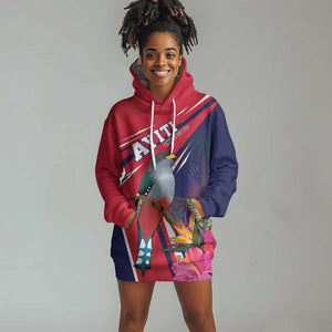 Haiti Personalized Hoodie Dress Hispaniolan Trogon Tropical Vibes