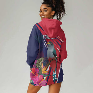 Haiti Personalized Hoodie Dress Hispaniolan Trogon Tropical Vibes