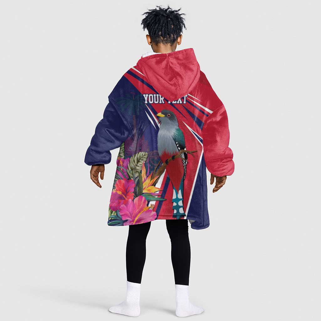 Haiti Personalized Kid Wearable Blanket Hoodie Hispaniolan Trogon Tropical Vibes