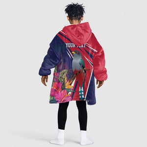 Haiti Personalized Kid Wearable Blanket Hoodie Hispaniolan Trogon Tropical Vibes