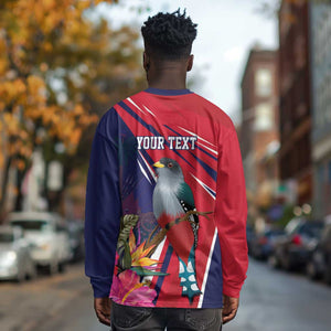 Haiti Personalized Long Sleeve Shirt Hispaniolan Trogon Tropical Vibes