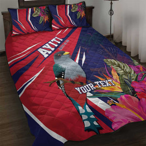 Haiti Personalized Quilt Bed Set Hispaniolan Trogon Tropical Vibes