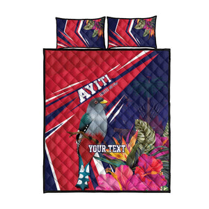 Haiti Personalized Quilt Bed Set Hispaniolan Trogon Tropical Vibes