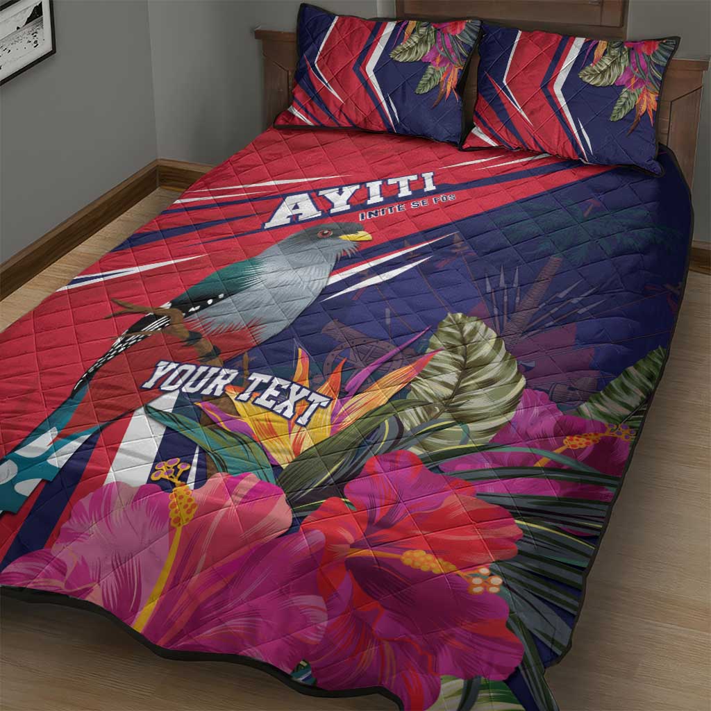Haiti Personalized Quilt Bed Set Hispaniolan Trogon Tropical Vibes
