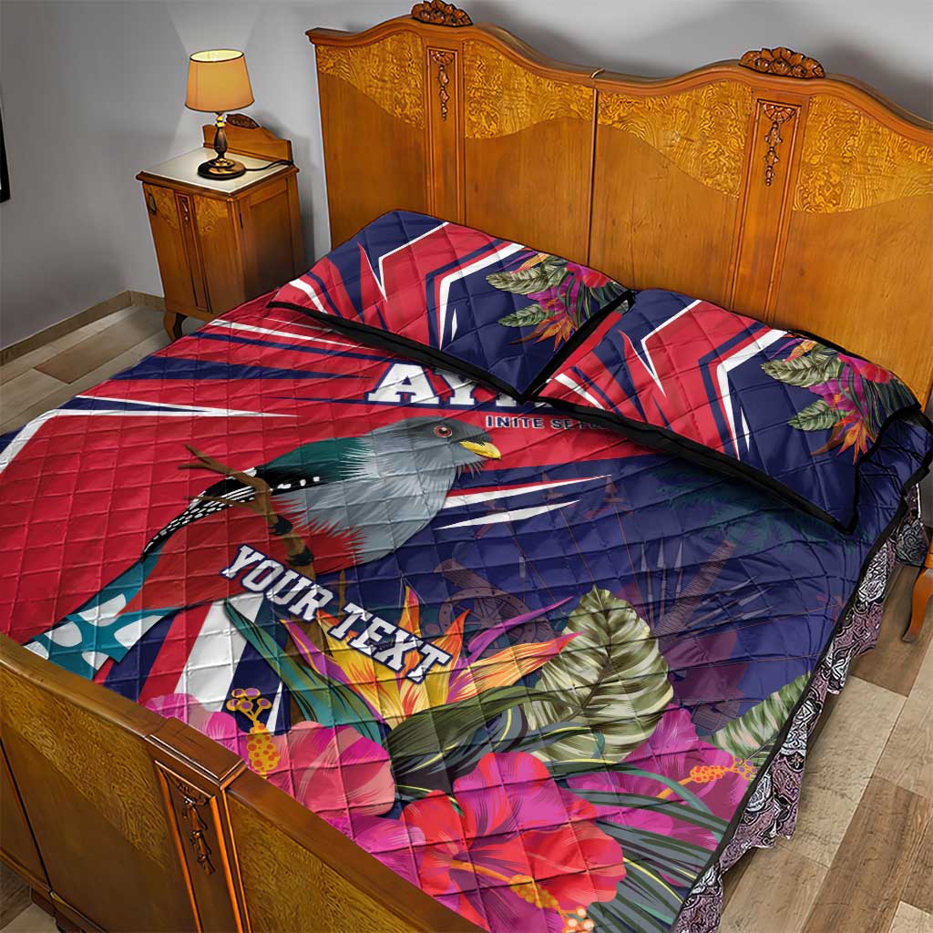 Haiti Personalized Quilt Bed Set Hispaniolan Trogon Tropical Vibes