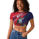 Haiti Personalized Raglan Cropped T shirt Hispaniolan Trogon Tropical Vibes