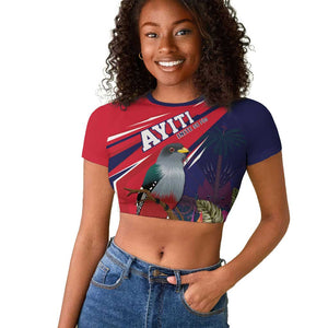 Haiti Personalized Raglan Cropped T shirt Hispaniolan Trogon Tropical Vibes