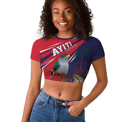 Haiti Personalized Raglan Cropped T shirt Hispaniolan Trogon Tropical Vibes