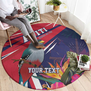 Haiti Personalized Round Carpet Hispaniolan Trogon Tropical Vibes
