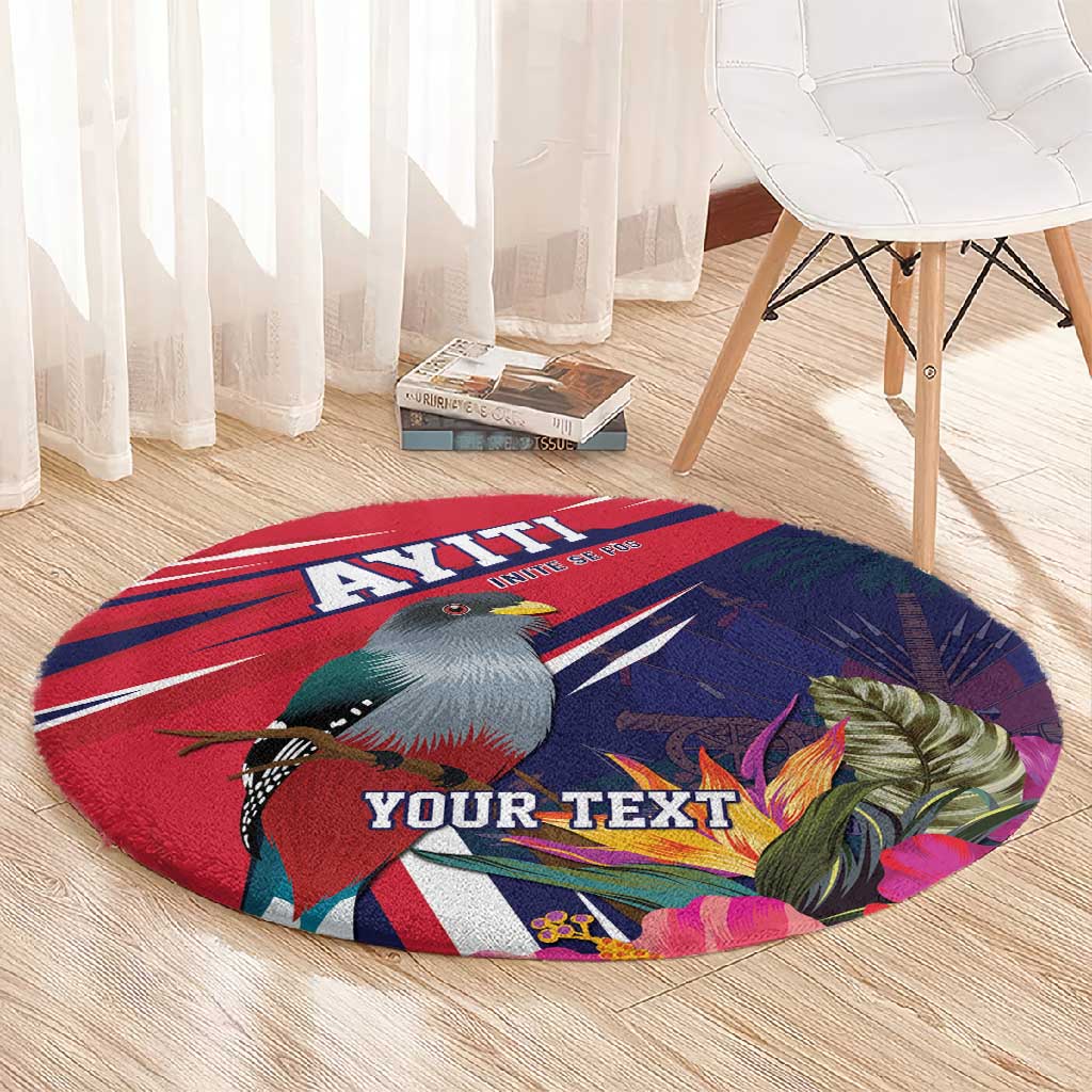 Haiti Personalized Round Carpet Hispaniolan Trogon Tropical Vibes
