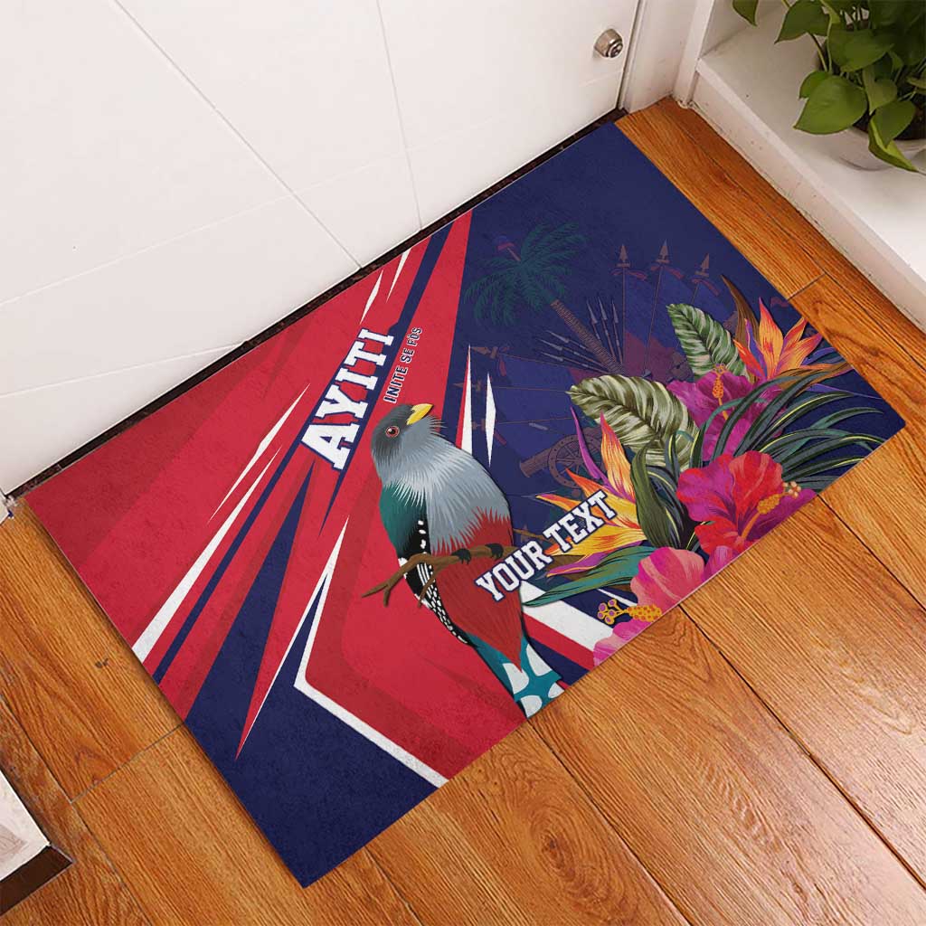 Haiti Personalized Rubber Doormat Hispaniolan Trogon Tropical Vibes