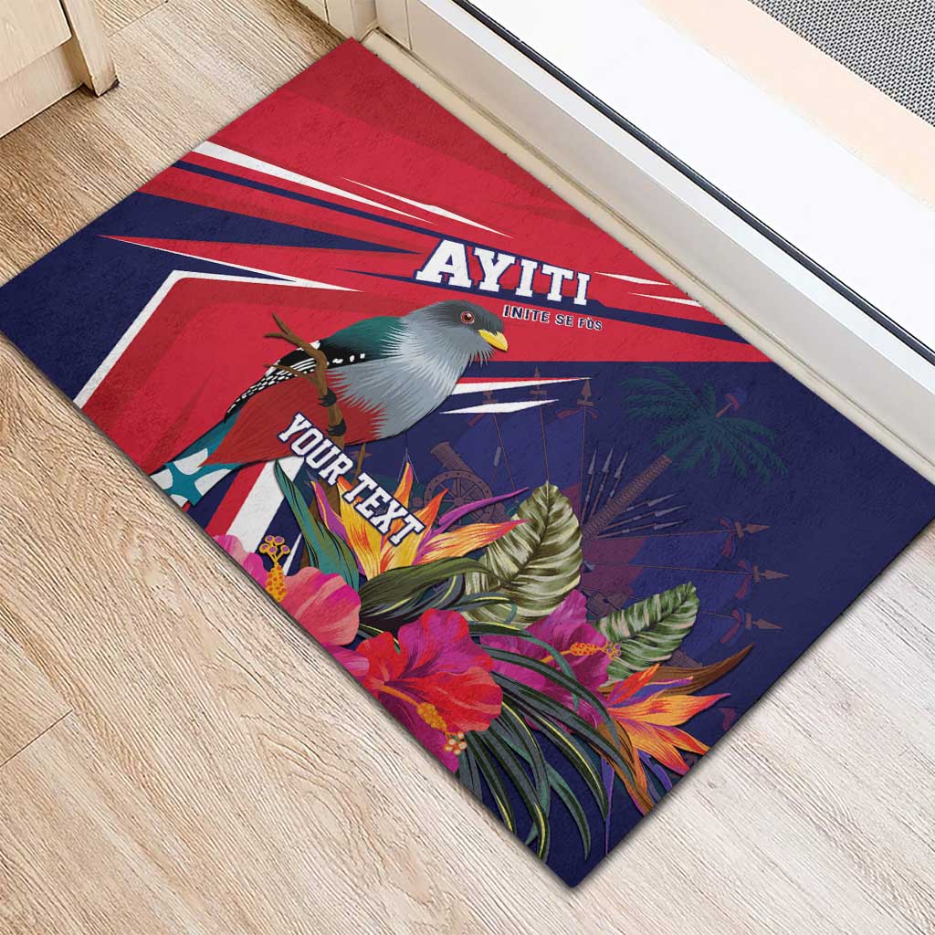 Haiti Personalized Rubber Doormat Hispaniolan Trogon Tropical Vibes