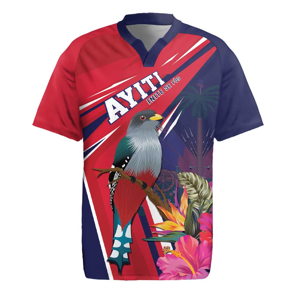 Haiti Personalized Rugby Jersey Hispaniolan Trogon Tropical Vibes
