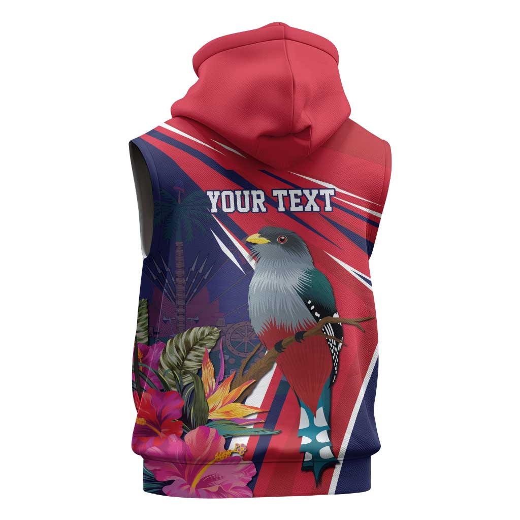 Haiti Personalized Sleeveless Zip Hoodie Hispaniolan Trogon Tropical Vibes - African Pride