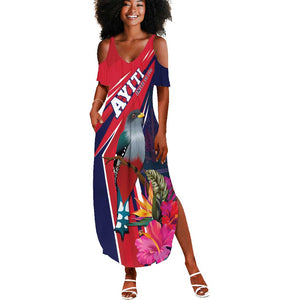 Haiti Personalized Summer Maxi Dress Hispaniolan Trogon Tropical Vibes