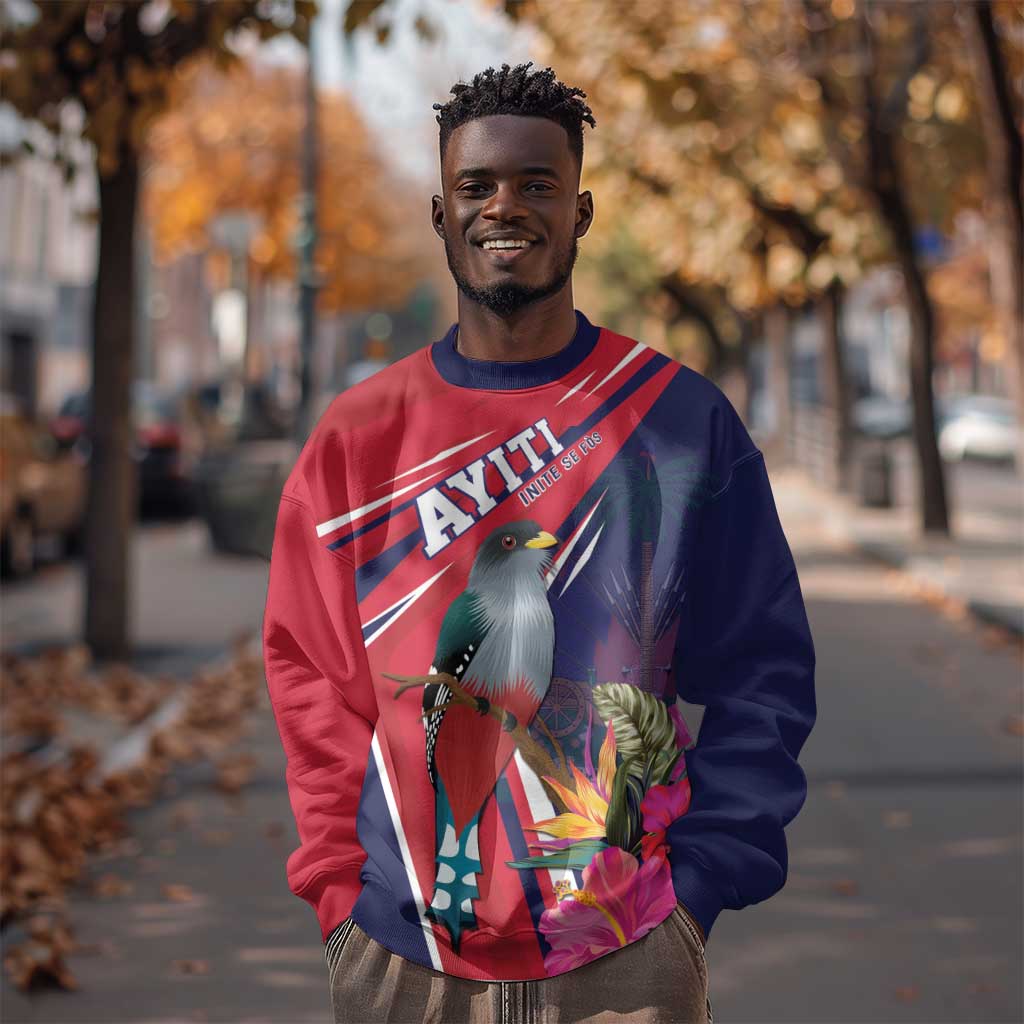 Haiti Personalized Sweatshirt Hispaniolan Trogon Tropical Vibes