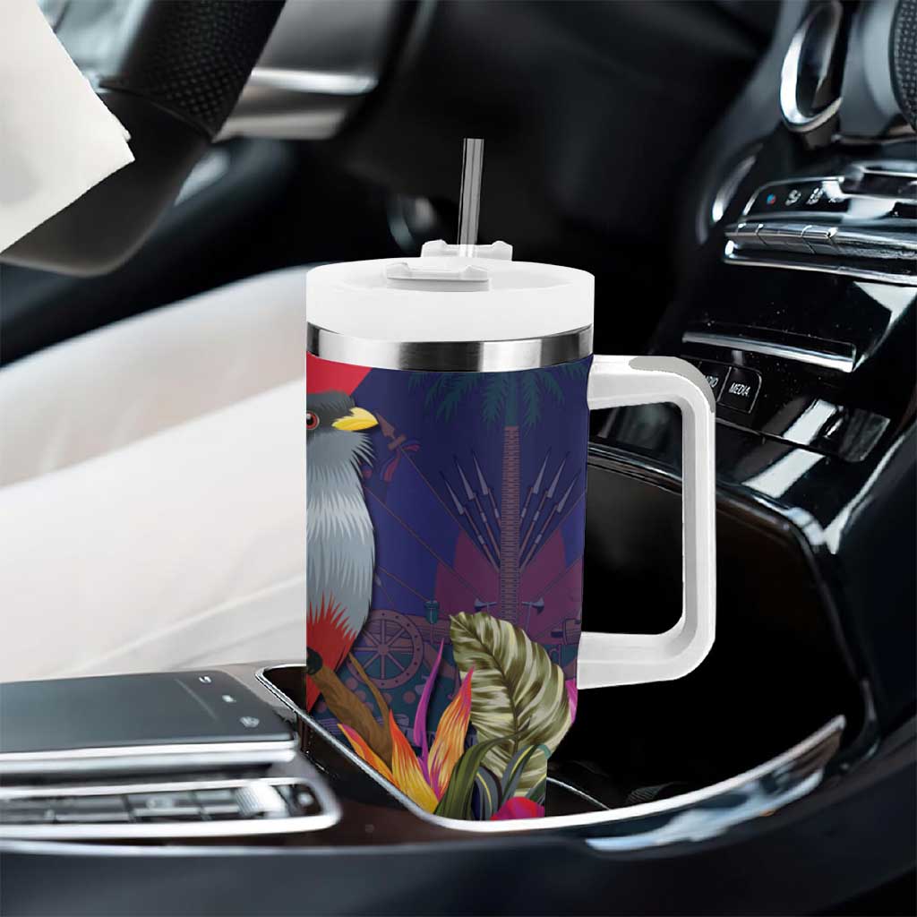 Haiti Personalized Tumbler With Handle Hispaniolan Trogon Tropical Vibes