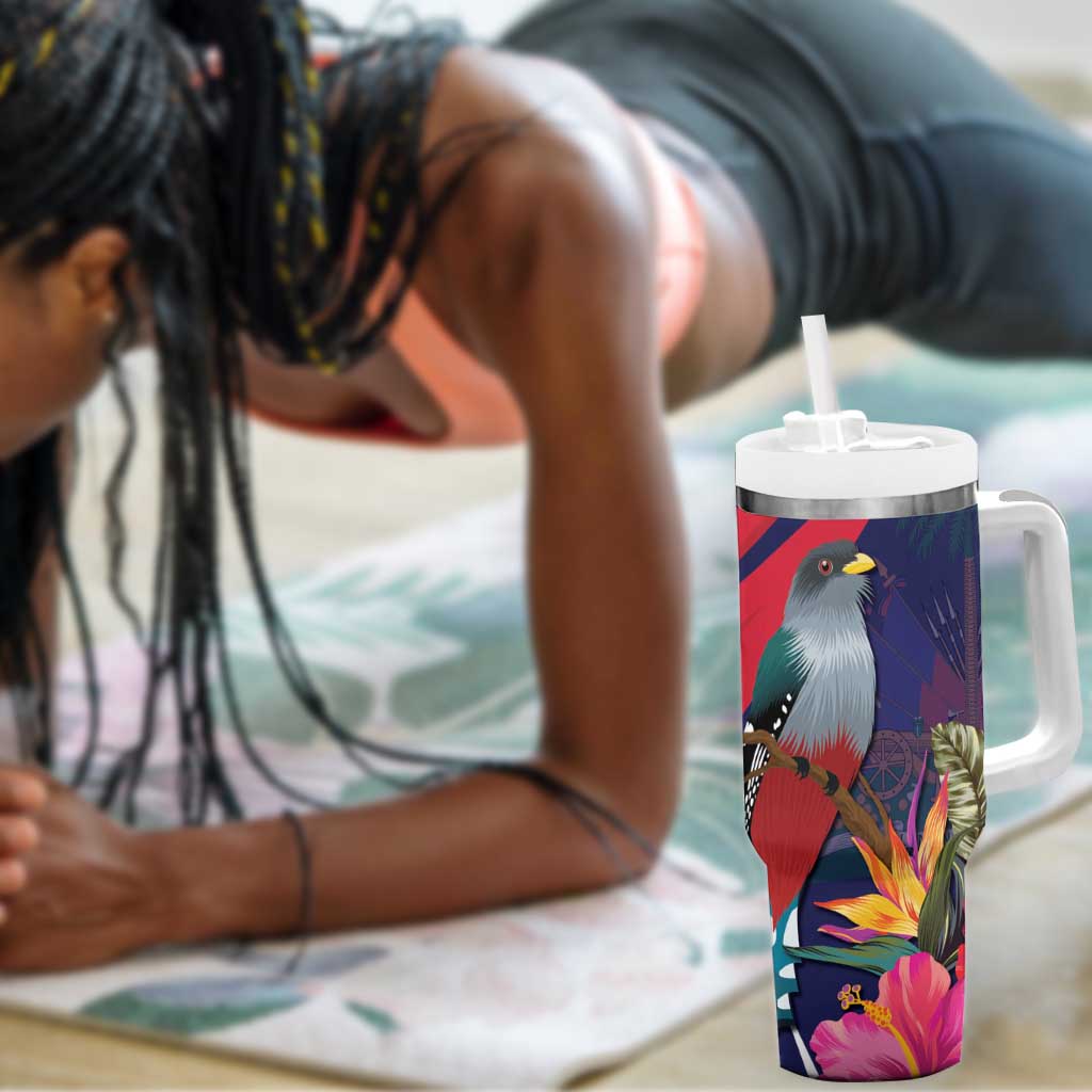 Haiti Personalized Tumbler With Handle Hispaniolan Trogon Tropical Vibes