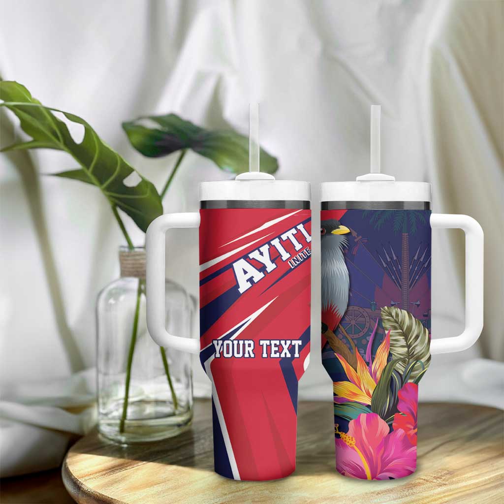 Haiti Personalized Tumbler With Handle Hispaniolan Trogon Tropical Vibes
