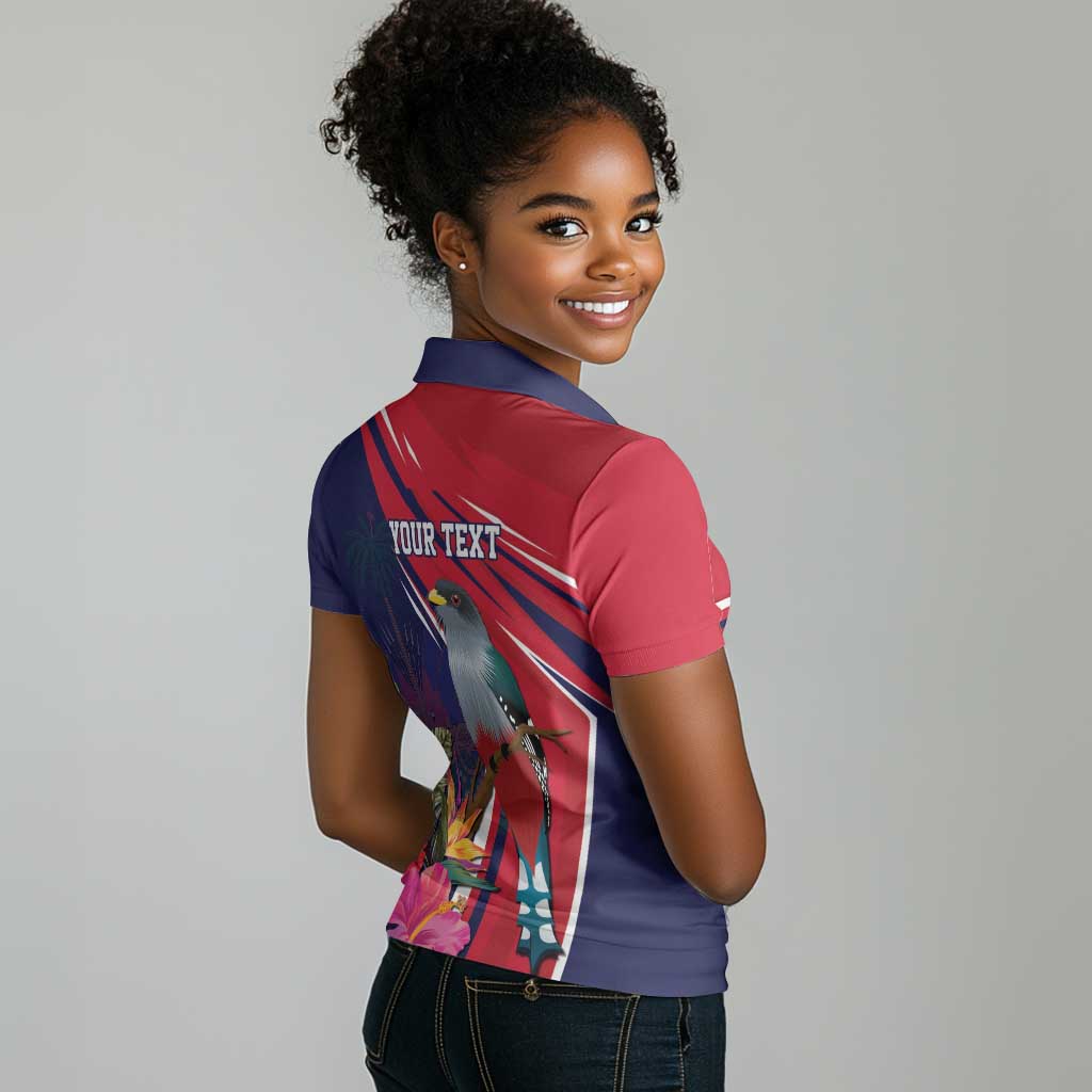 Haiti Personalized Women Polo Shirt Hispaniolan Trogon Tropical Vibes