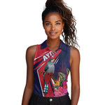 Haiti Personalized Women Sleeveless Polo Shirt Hispaniolan Trogon Tropical Vibes