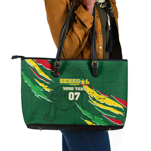 Custom Senegal Football Leather Tote Bag Nations Cup 2024 Téranga Lions