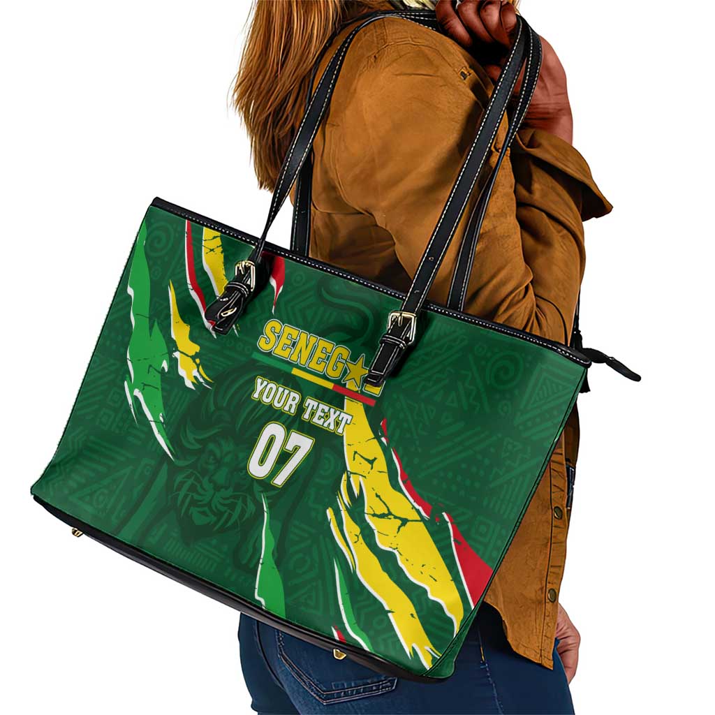 Custom Senegal Football Leather Tote Bag Nations Cup 2024 Téranga Lions
