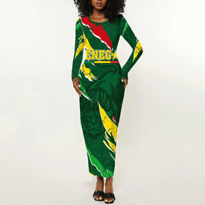Custom Senegal Football Long Sleeve Bodycon Dress Nations Cup 2024 Tranga Lions LT7