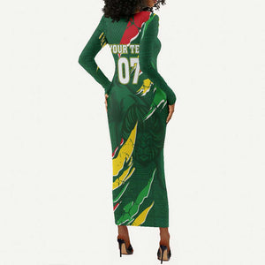 Custom Senegal Football Long Sleeve Bodycon Dress Nations Cup 2024 Tranga Lions LT7