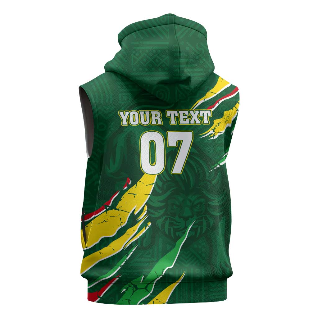 Custom Senegal Football Sleeveless Zip Hoodie Nations Cup 2024 Téranga Lions - African Pride